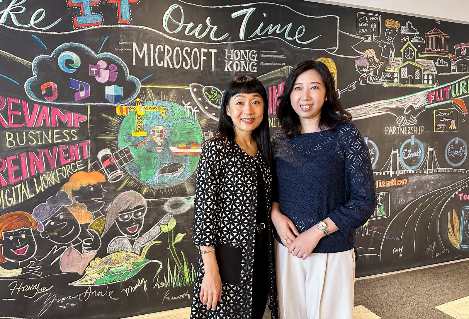Ms. Cally Chan, General Manager of Microsoft Hong Kong and Macau (left) and Ms. Maria Hui, Chief Operating Officer at Microsoft Hong Kong (right).