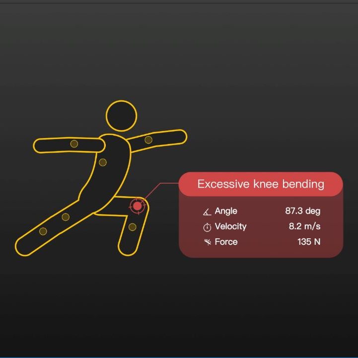 The app shows Cheung’s knee is wrongly angled when she lunges forward. 