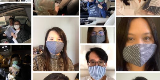 collage of people wearing masks