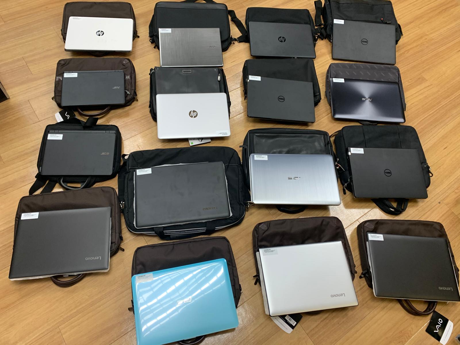 A collection of laptops
