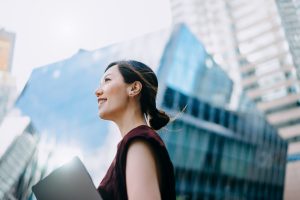 woman looking up