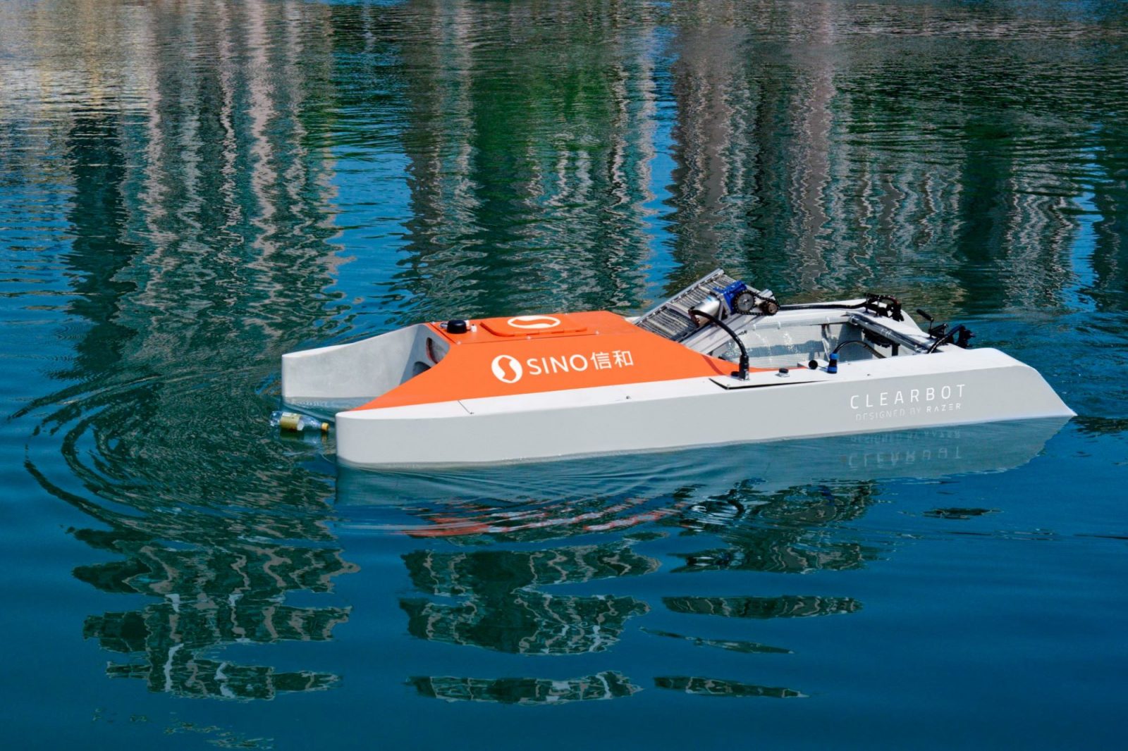 Image of Clearbot Neo, an AI-enabled robotic boat