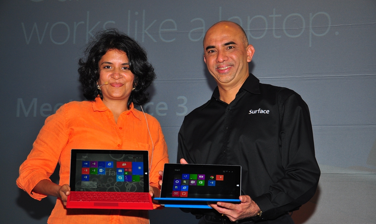K.Raman and Rukmani at the launch of Microsoft Surface 3 in Malaysia