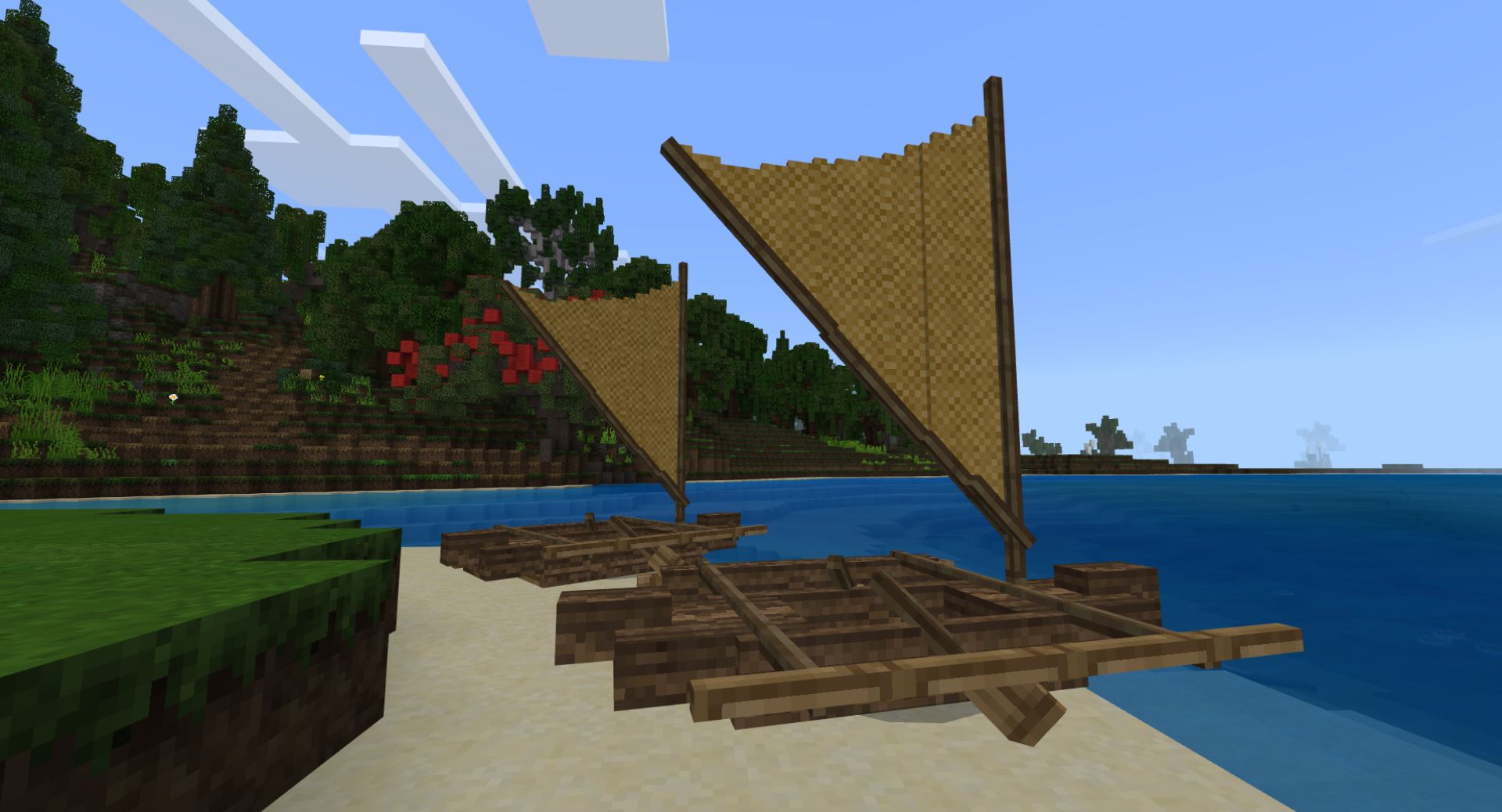 Waka (Māori watercraft/canoe) built from Minecraft blocks