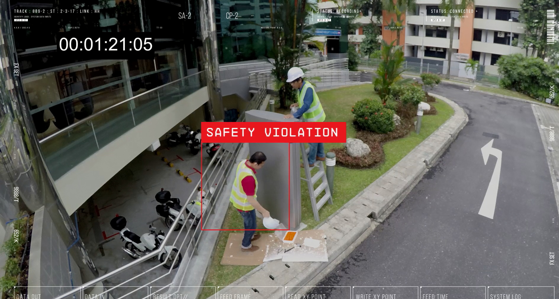 AI detects that employee is not wearing a helmet, and alerts site supervisor who can then take the necessary precautionary measure