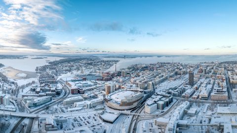 Talvinen maisemakuva Tampereelta.