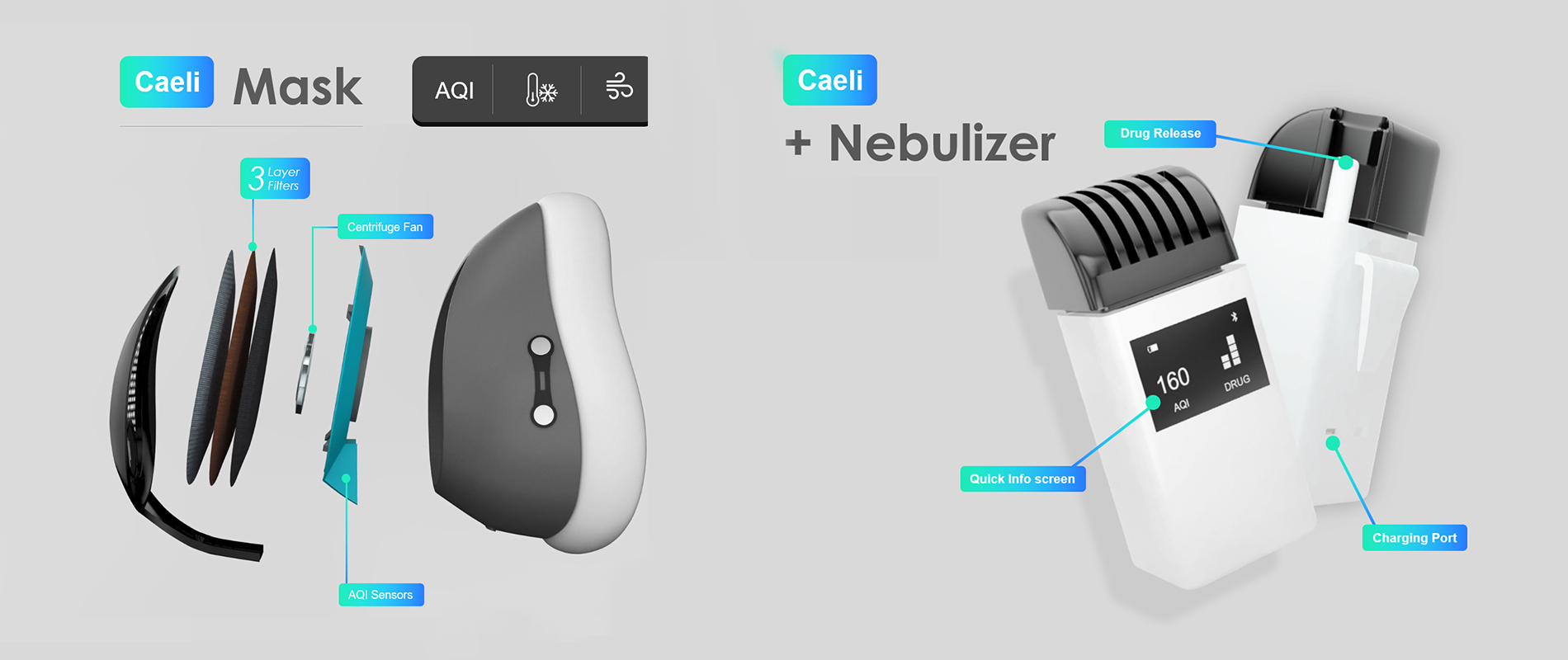 Team Caeli's smart anti-pollution face mask and nebulizer