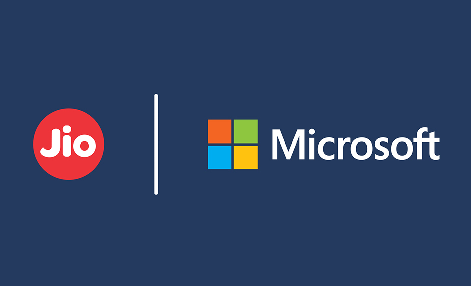 Corporate logos of Jio and Microsoft
