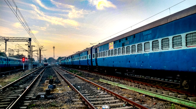 Two Indian Railways Train on tracks