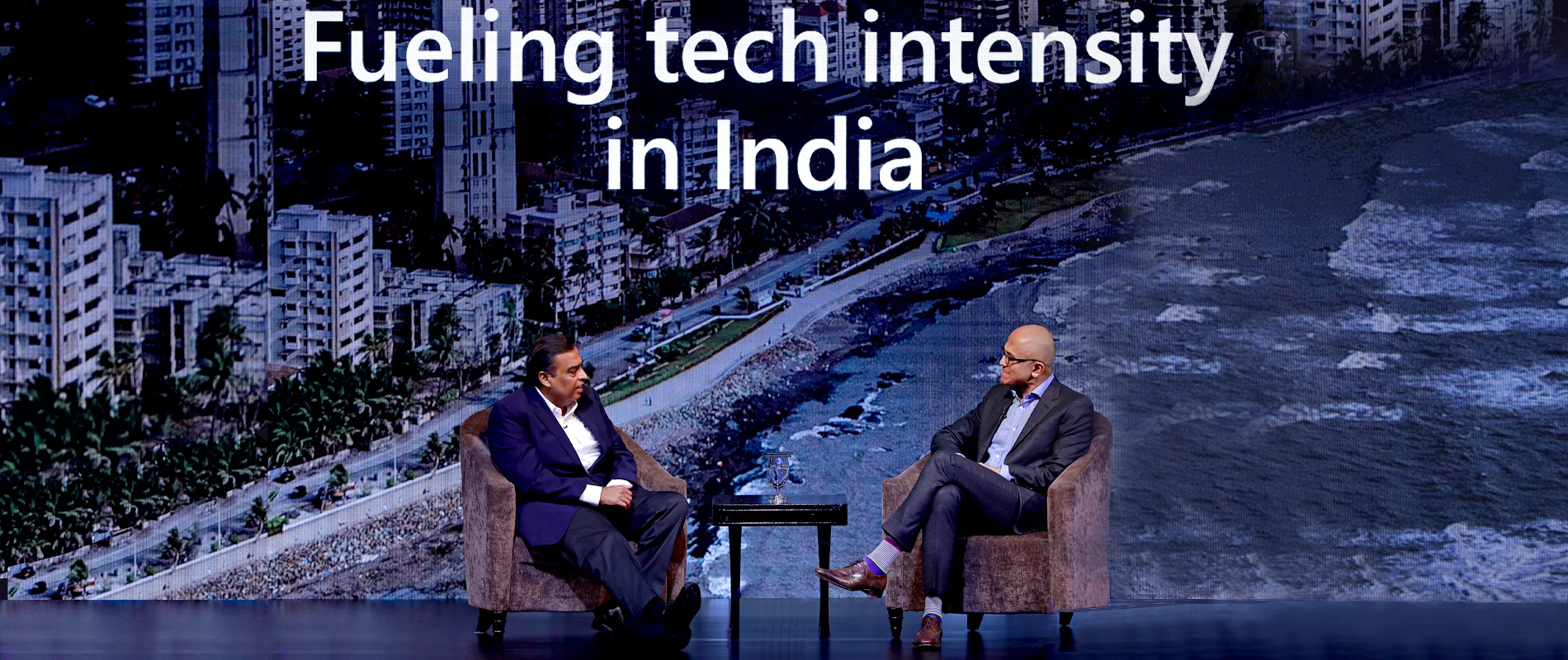Microsoft CEO Satya Nadella and Reliance Industries Chairman and MD, Mukesh Ambani talk about how building tech intensity across organizations can benefit India’s economy and society. The two leaders exchanged their views on the topic at Microsoft Future Decoded: CEO Summit in Mumbai today