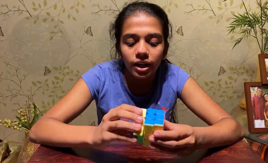 Divya Gopal, a 7 grade student solving Rubik’s Cube in less than a minute