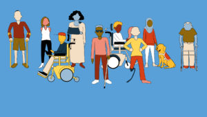 Graphical illustration depicting people with disabilities