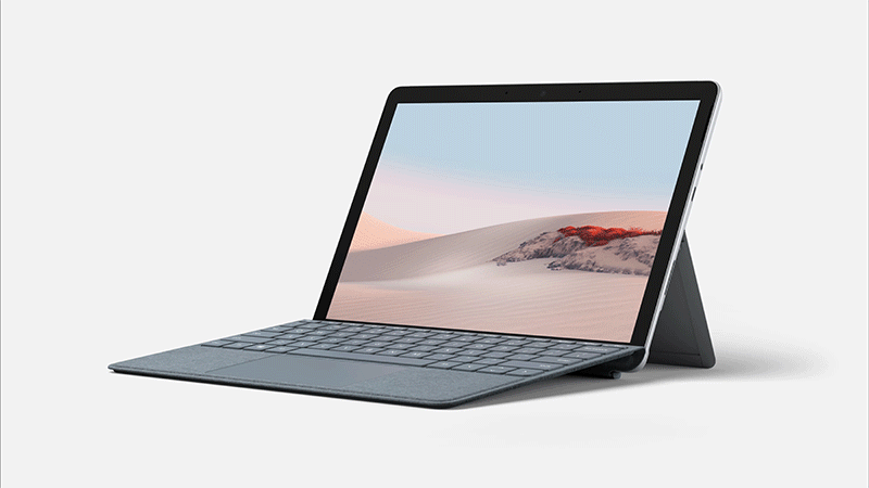 An animated GIF showing the new Surface Go 2 from all angles