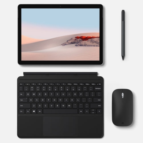 A render showing the accessories of the new Surface Go 2