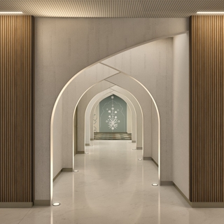 A photo of a corridor in a building