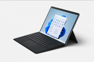 A surface pro 8 against a white background