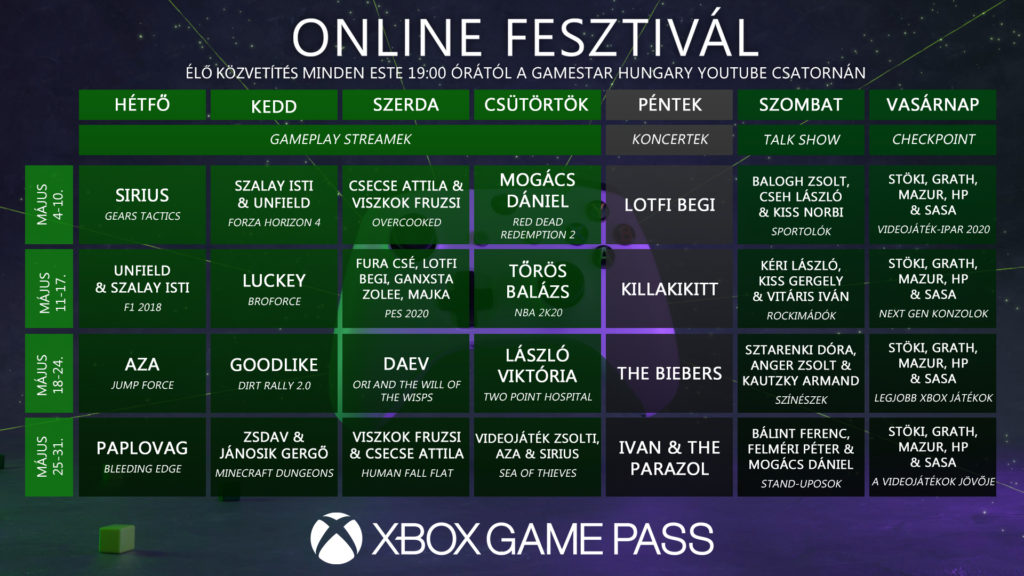 Xbox Game Pass Online Fesztivál program