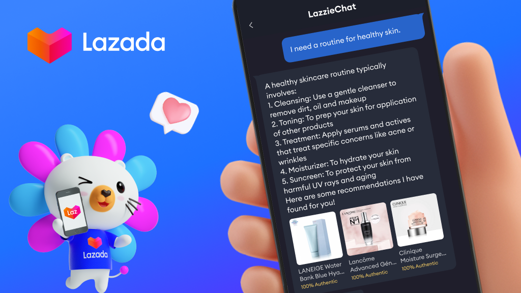 An illustration of Lazada's LazzieChat chatbot