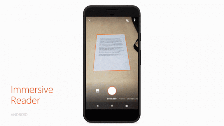 Фото смартфона: Распознавание текста в средстве чтения Immersive Reader с помощью Office Lens в Android