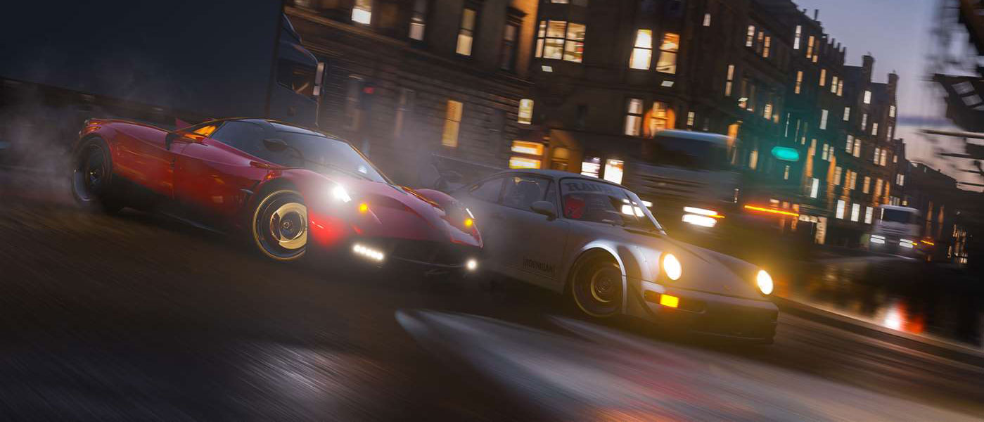 Гоночные машины. Сцена из игры Forza Horizon 4