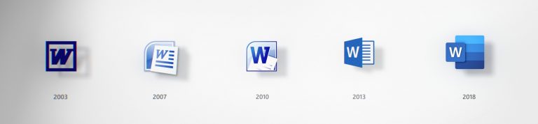 История изменений логотипа Word с 2003 года