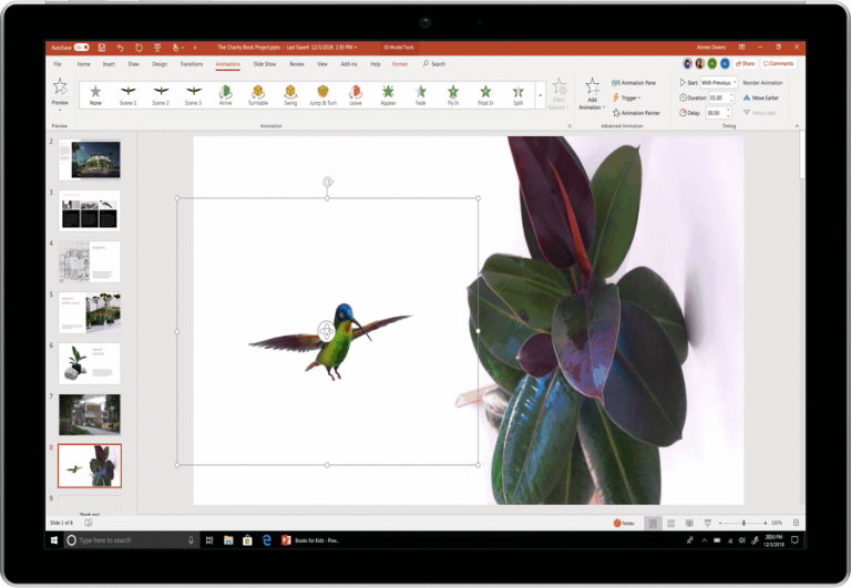 Скриншот: вставка в документы Word и презентации PowerPoint встраиваемых трехмерных эффектов анимации