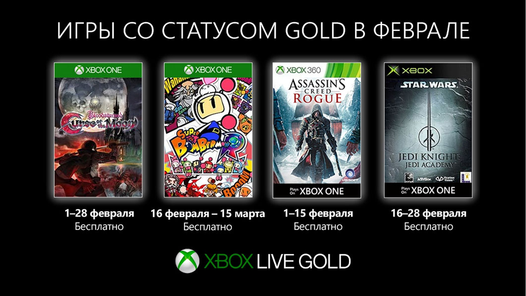 Обложки игр, которые будут доступны для подписчиков с Золотым статусом Xbox Live Gold в феврале 2019 года