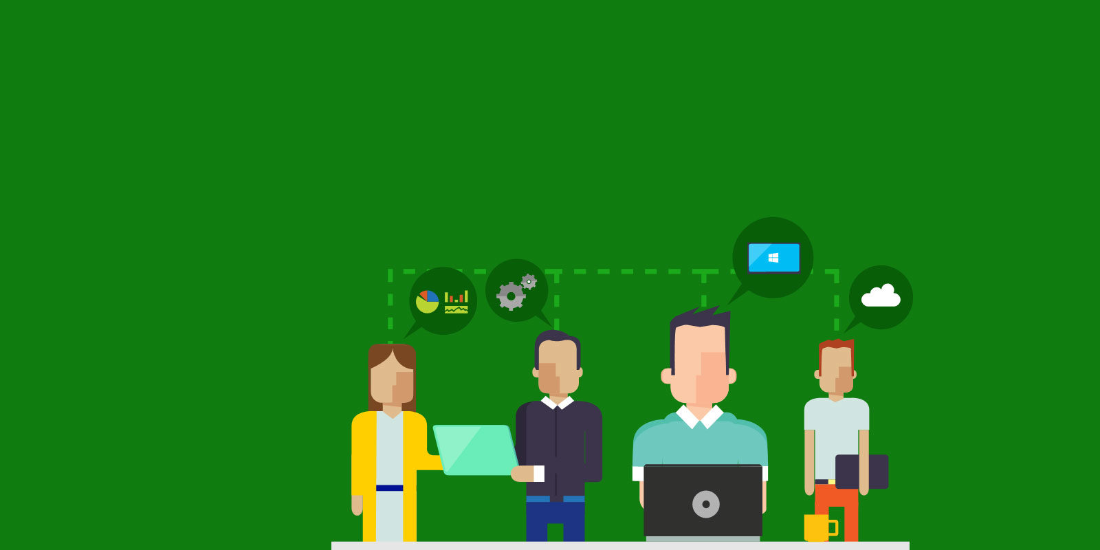 графика фигурки людей на зеленом фоне