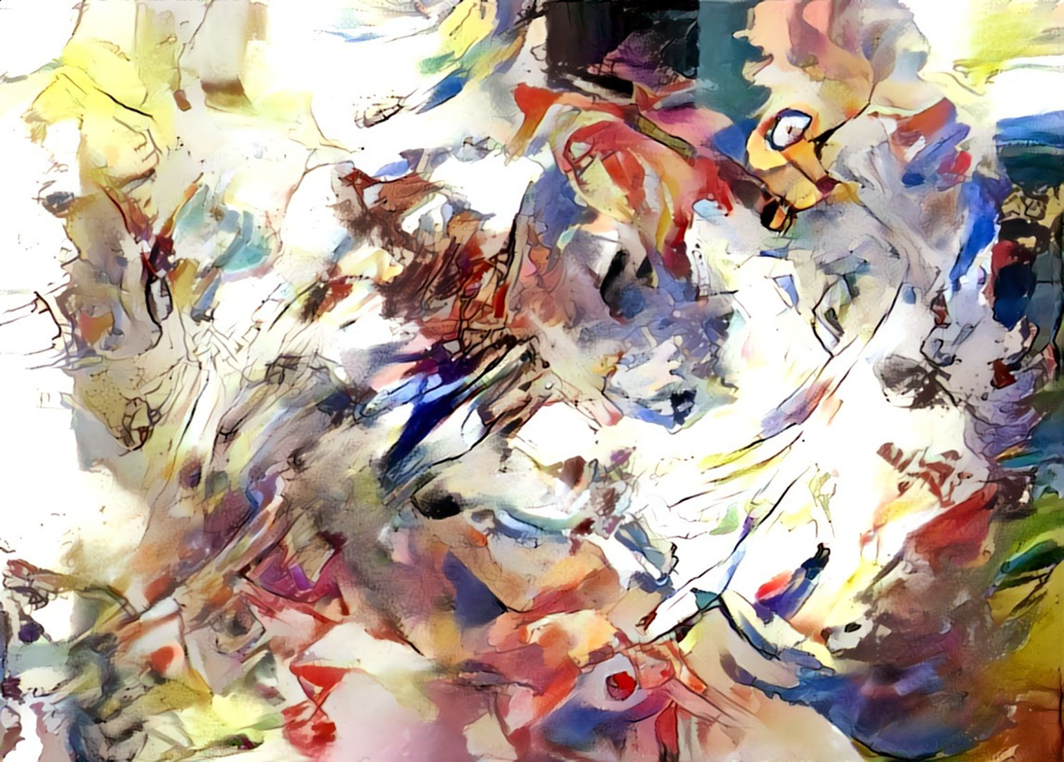 Картина, написанная искусственным интеллектом Microsoft по мотивам песни «На заре» группы «Альянс» по принципам синергии музыки и живописи, описанным великим абстракционистом Василием Кандинским.