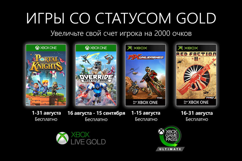 Обложки Бесплатных игры для подписчиков Xbox Live Gold в августе