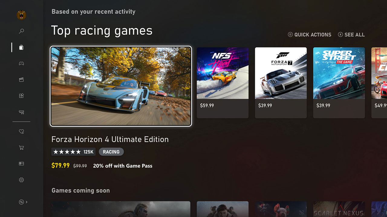 Скриншот нового дизайна Xbox