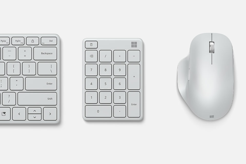 Аксессуары Microsoft Designer Compact Keyboard, Microsoft Number Pad и Microsoft Bluetooth® Ergonomic Mouse
