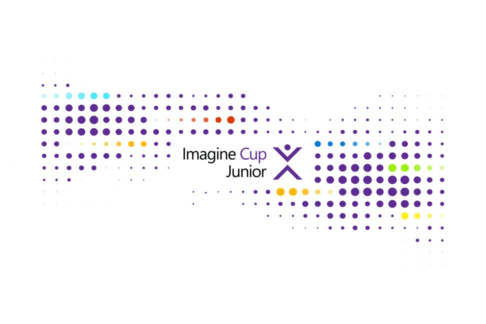 Логотип Imagine Cup Junior в центре графики из разноцветных точек