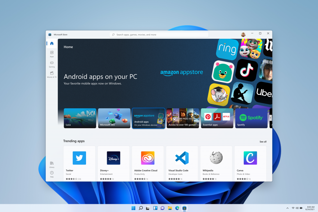 Microsoft Store with Android apps on Windows 11