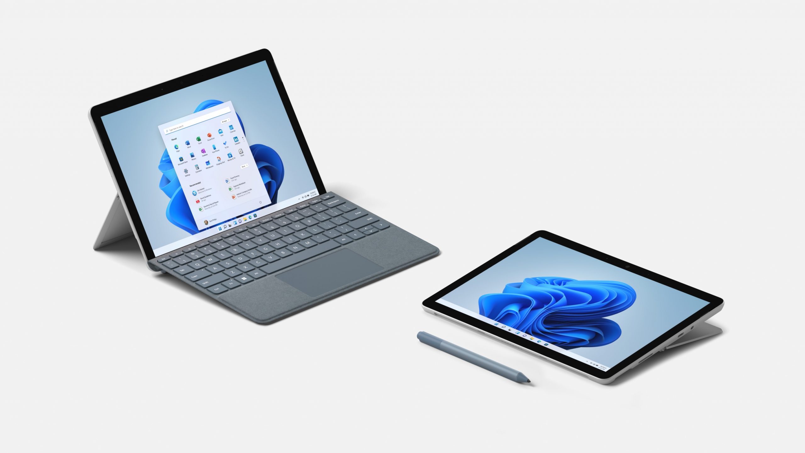 Microsoft Surface Go 3 tablets with and without keyboard