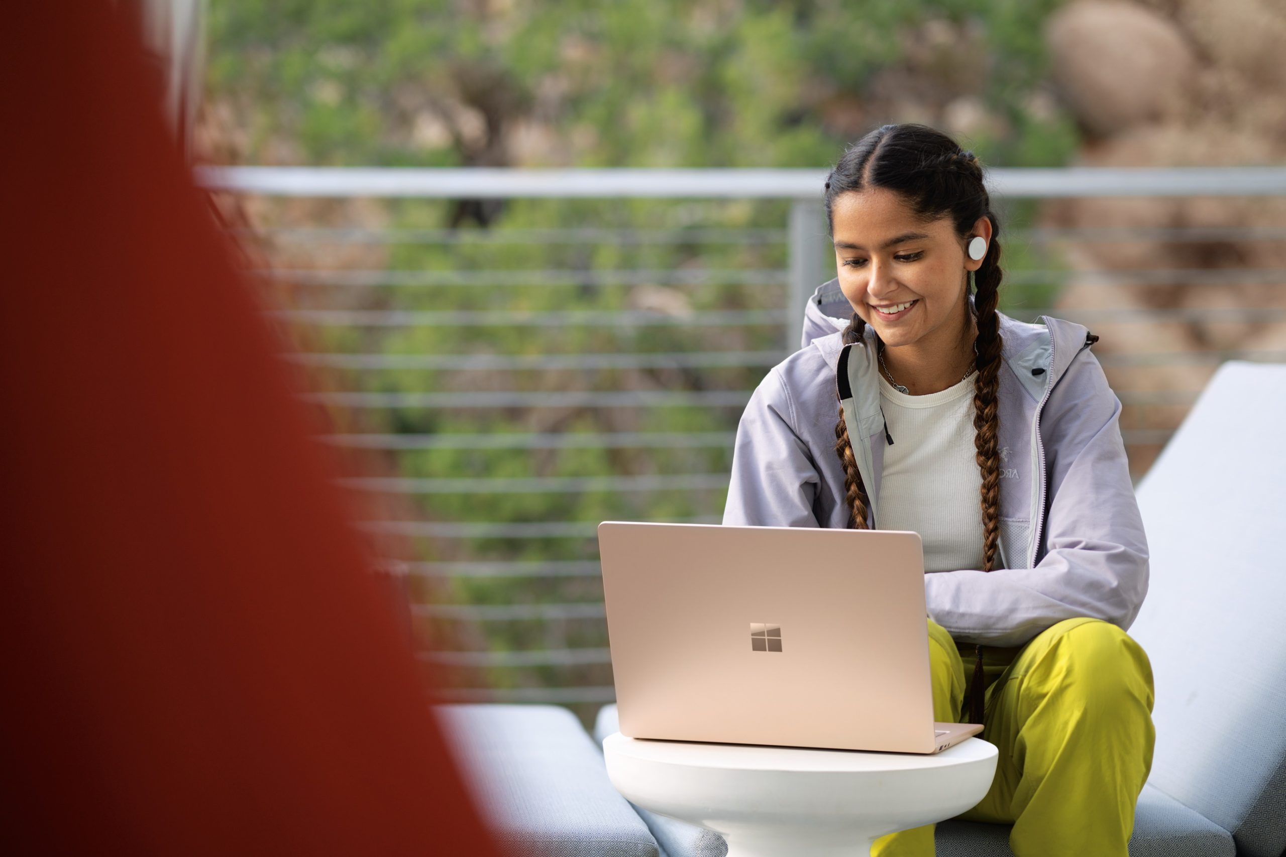 Teenage girl using a laptop