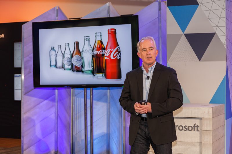 Barry Simpson, The Coca-Cola Company chief information officer, speaks at Microsoft’s security news briefing on April 16, 2018.