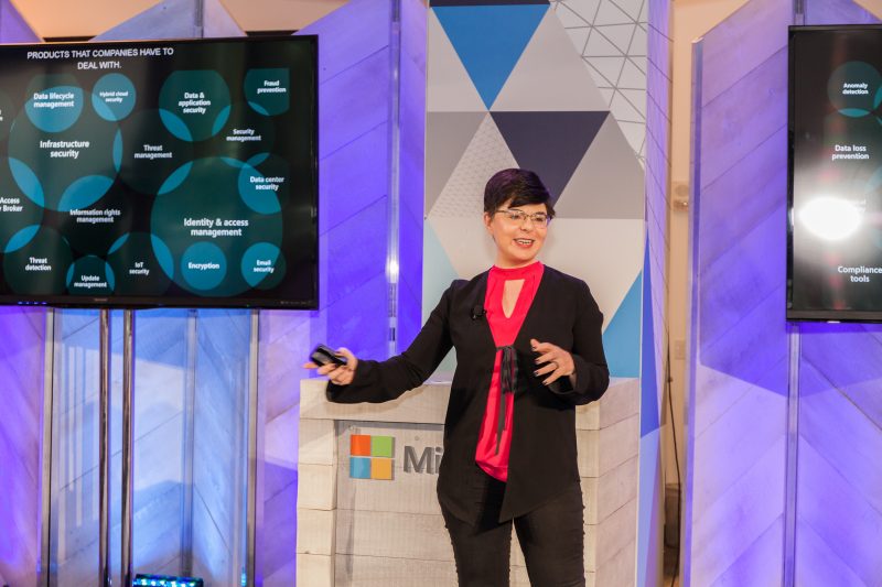 Diana Kelley, Enterprise Cybersecurity Group, CTO, speaks at Microsoft’s security news briefing on April 16, 2018.