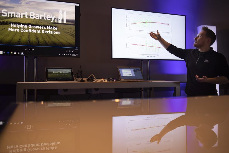 Anhueser-Busch InBev Global Director of Innovation Andrew Green demonstrates SmartBarley