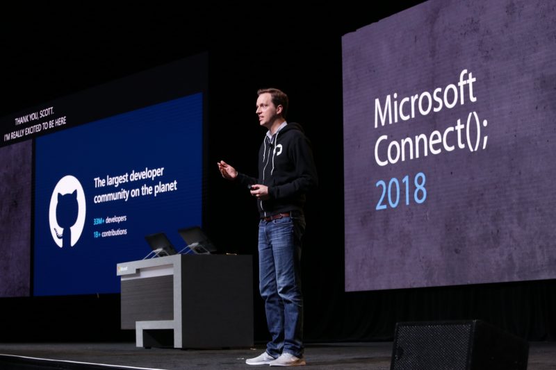 GitHub CEO Nat Friedman presents GitHub momentum statistics at Microsoft Connect(); 2018