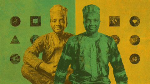Photo illustration showing brothers Ibrahima and Abdoulaye Barry, who invented the alphabet known as ADLaM.