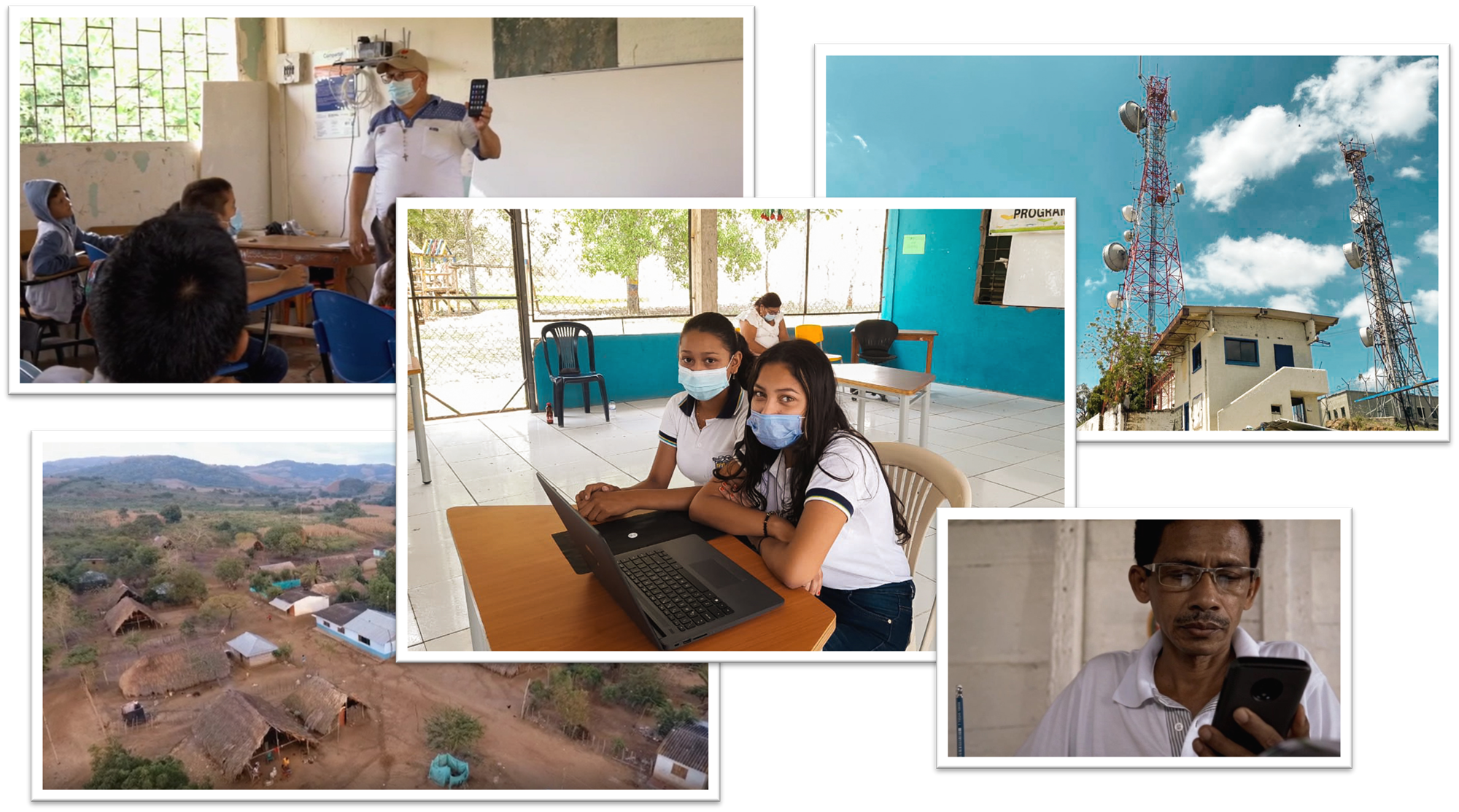 Collage of students and places in Ovejas, Sucre.