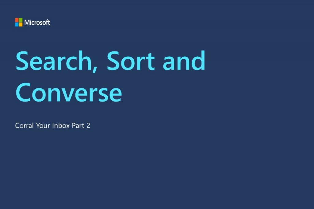 The title card for the video reads "Search, sort and Converse Corral Your Inbox Part 2"