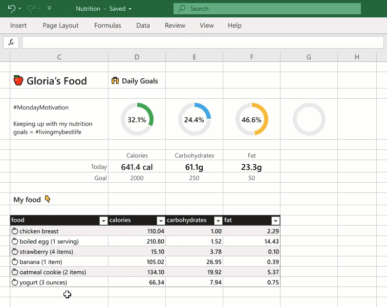Short animation of Excel features