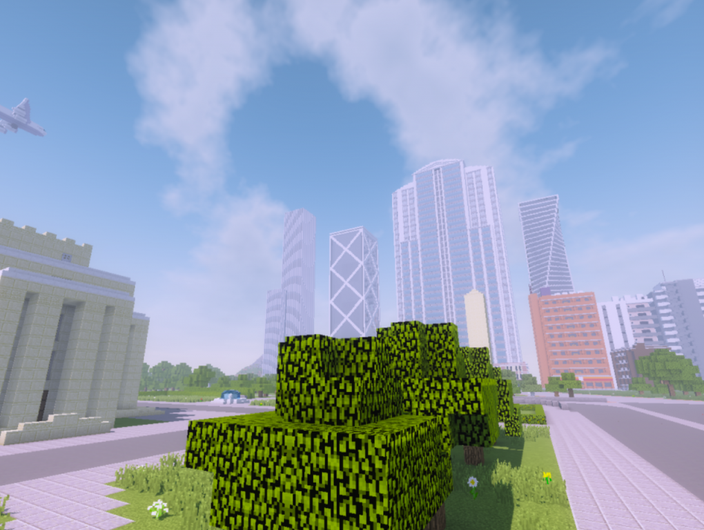 Park in the city in Minecraft
