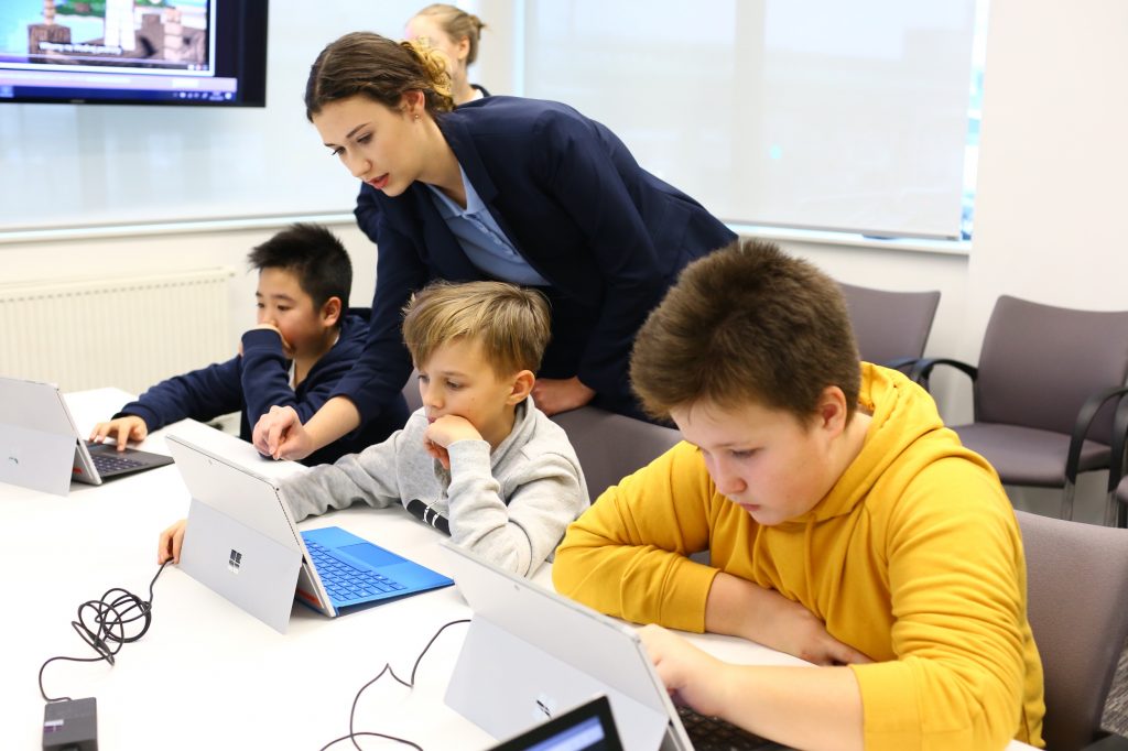 children programing on Surface devices