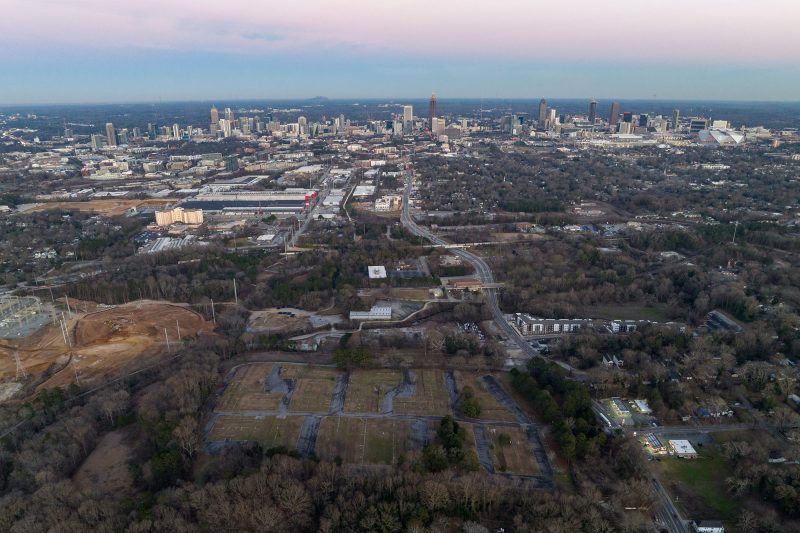 Aerial of Microsoft's future Atlanta campus site
