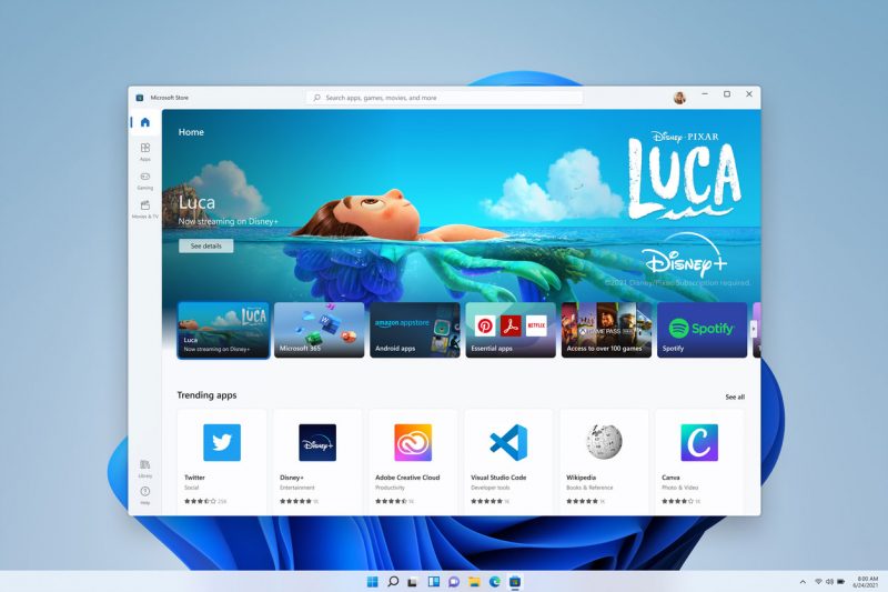 Image of Windows 11 screen with Microsoft Store open