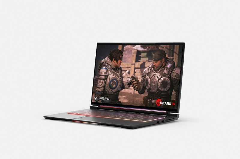 Photo of a gaming laptop with Xbox Gamepass preview of Gears 5 on the screen