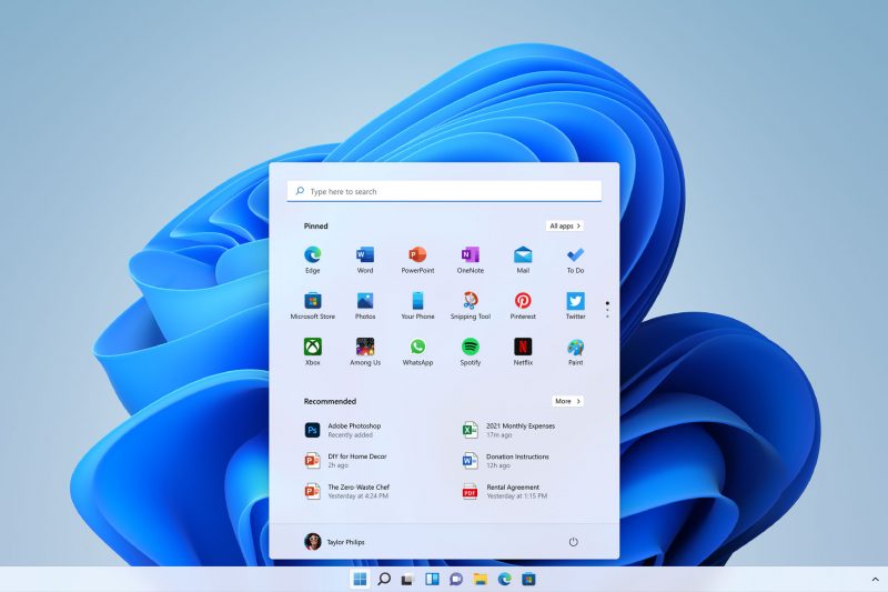 Screenshot of Windows 11 desktop start screen